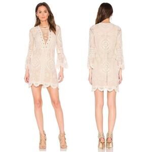 Jen's Pirate Booty Reflection Lace Flare Sleeve Mini Dress XS